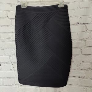 Catherine Malandrino Black Textured Pintuk Pencil Skirt NWT Medium $295 Stretch